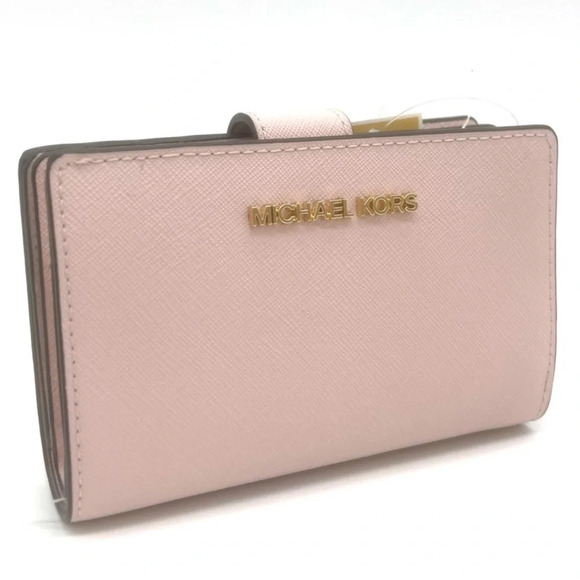 Michael Kors Medium Bifold Zip Chain Wallet Powder Blush (NWT) - Picture 1 of 8